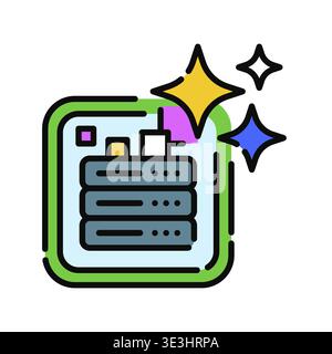 Knowledge Base Interaction Icon Professional UI Symbol for AI Information Retrieval, RAG System Access and Structural Data Engagement. It represents s Stock Vector