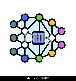 Neural Network Icon Professional UI Symbol for Artificial Intelligence Architecture, Synaptic Connection Data and Machine Learning Systems. It represe Stock Vector