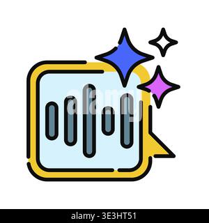 Speech Recognition Icon Professional UI Symbol for AI Voice Processing, Speech-to-Text (STT) Conversion and Acoustic Data Analysis. It represents digi Stock Vector