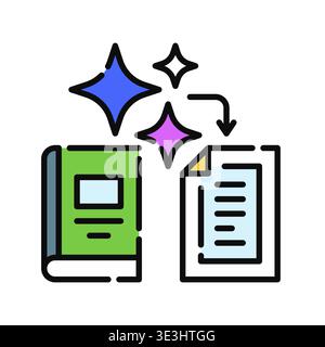 Text Summarization Icon Professional UI Symbol for AI Abstracting, Automated Document Condensing and Intelligent Key Point Extraction. It represents s Stock Vector