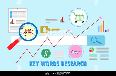 Seo marketing campaign,SEM, Business Search engine optimization. Internet Marketing search flat vector with icons and texts Stock Vector