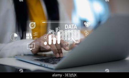 Data analysis and business intelligence concept.digital marketing research and big data statistics.Professional working on business performance dashbo Stock Photo