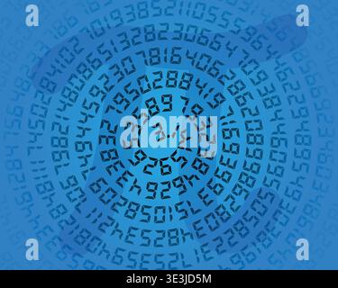 Abstract spiral pi digits background symbolizing infinity mathematics and data flow Stock Vector