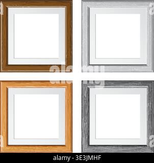 Collect Wooden Frames for Photo or Pictures, isolated on white background. Vector Illustration. Stock Vector