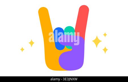 Rock gesture for music festival. Hand sticker Stock Vector