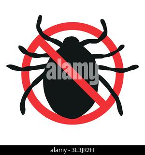 Vector hand drawn mite crossed in red circle Stock Vector