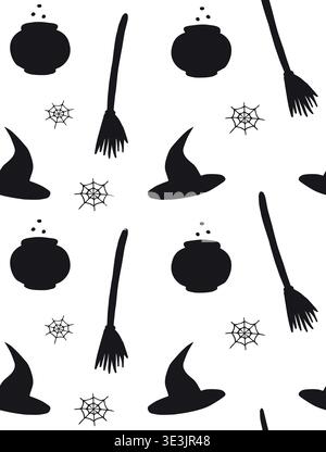 Vector seamless pattern of hand drawn witch things Stock Vector
