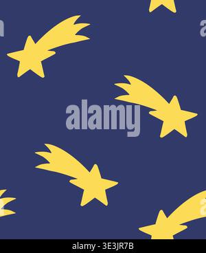 Vector seamless pattern of flying star silhouette Stock Vector