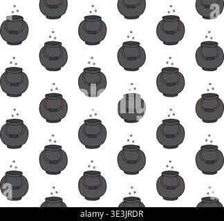 Vector seamless pattern of hand drawn witch bowl Stock Vector