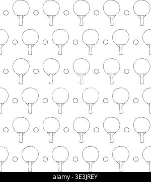 Vector seamless pattern of outline ping pong Stock Vector
