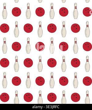 Vector seamless pattern of hand drawn bowling Stock Vector