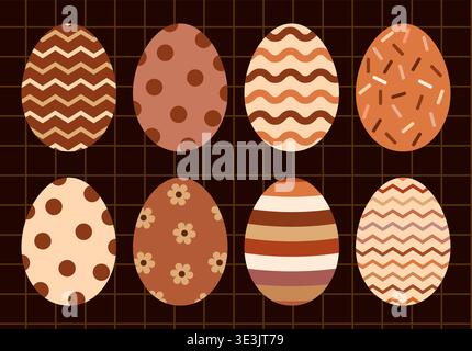 Easter vector chocolate eggs designs, simple egg shaped illustrations for packaging design Stock Vector