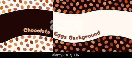 Chocolate eggs vector banners set, white and dark chocolate background, simple package design Stock Vector