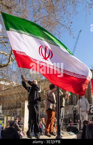 London, UK. 21 March, 2026. "Flying the Flag" Anti-war march through Central London to Whitehall in protest against the U.S. and Israeli wars on Iran, Lebanon and Palestine. Organised by a coalition including Stop the War, Palestine Solidarity Campaign, Friends of Al Aqsa and the Campaign for Nuclear Disarmament. Credit: Ian Humphreys/Alamy Live News Stock Photo