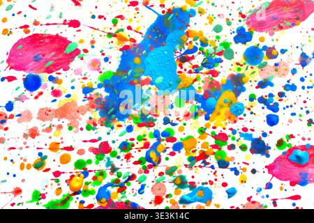 A background image created by randomly applying drops of watercolor paint onto a white sheet of paper. Stock Photo