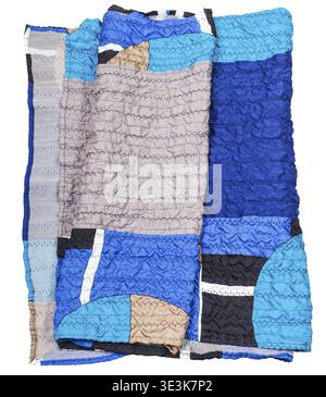 Patchwork style scarf with geometric pattern against white background Stock Photo
