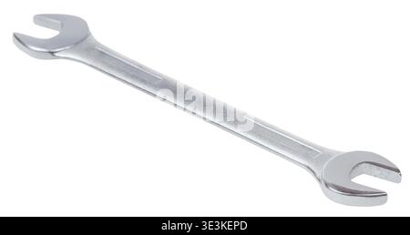 Double open end wrench made of chrome vanadium, against a white background Stock Photo