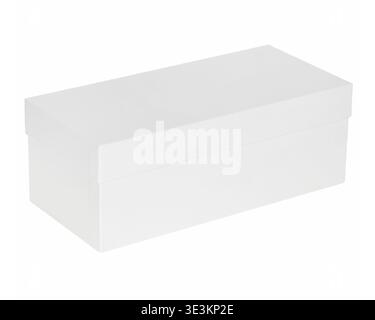 Empty White Cardboard Box With Lid Stock Photo