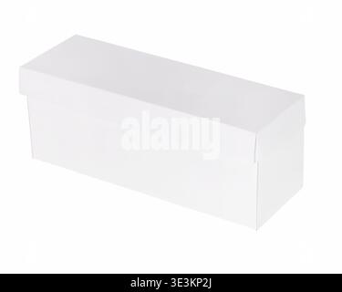 Long White Cardboard Box With Lid Stock Photo