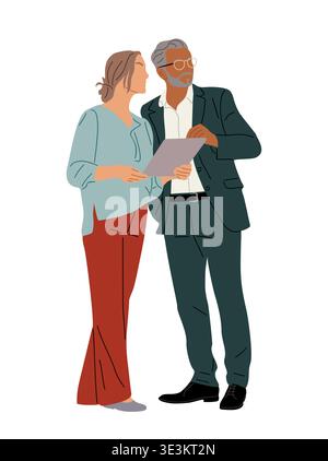 Diverse business couple in a professional meeting Stock Vector