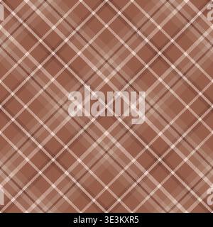 Check seamless pattern. Brown small checks background. Repeated gingham diagonal patern. Scottish style design prints. Repeating texture checkered Stock Vector