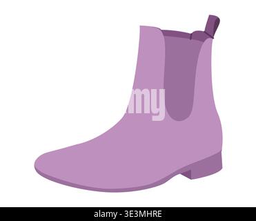 Lilac Chelsea boot women color flat. Clean ankle boot for smart casual styling and mid season looks. Technical fashion illustration CAD mockup smooth vector man unisex isolated trendy style. Stock Vector
