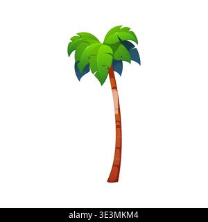 Pirate icon, palm tree of Caribbean island and corsairs piracy, cartoon vector. Palm tree exotic tropical plant of African jungle forest for marine adventure pirate icon or corsairs island game asset Stock Vector