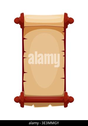 Scroll parchment Caribbean pirates or corsairs game icon. Cartoon vector vintage treasure map template with wooden frame, old paper blank for sea fantasy adventure game menu, quest, notice or message Stock Vector