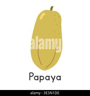 Papaya flat vector illustration. Papaya cartoon clipart style isolated on white background. Common fruit concept Stock Vector
