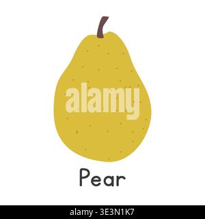Pear flat vector illustration. Pear cartoon clipart style isolated on white background. Common fruit Pome and Apple-like fruit concept Stock Vector