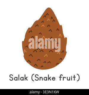 Salak flat vector illustration. Salak or Snake fruit cartoon clipart style isolated on white background. Tropical and Exotic fruit concept Stock Vector