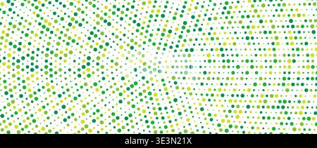 Fresh green radial pattern background. Abstract spring dotted concentric circles wallpaper. Circular halftone dots comic texture backdrop. Vector spring cartoon pop art overlay for poster, banner Stock Vector