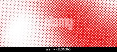 Red color halftone grain texture. Faded dotted gradient pattern background. Raster comic pop art gradation wallpaper. Bright pixelated cartoon overlay backdrop. Anime or manga wavy noise cover. Vector Stock Vector