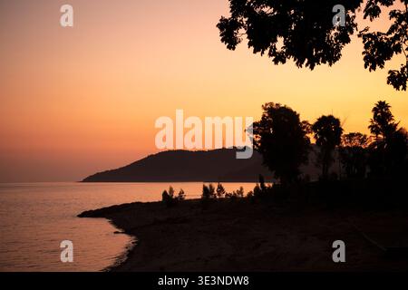 Sunset over Lake Kariba, Kariba, Zimbabwe Stock Photo
