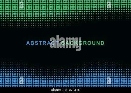 Abstract Dual Edge Wavy Halftone Dot Border Frame Background, Split Color Top Bottom Wave Dotted Pattern Copy Space Vector Template, Modern Gradient Stock Vector
