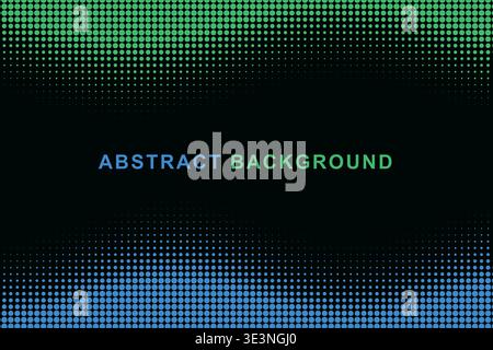 Abstract Dual Edge Wavy Halftone Dot Border Frame Background, Split Color Top Bottom Wave Dotted Pattern Copy Space Vector Template, Modern Gradient Stock Vector