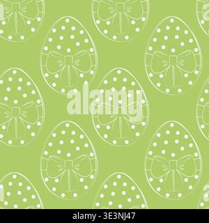 Seamless Pattern of Hand drawn Easter Egg with tied ribbon bow and polka dot decor Easter Background. Vector illustration Easter Greetings Thematic card, media post cover, blog, leaflet, banner, price Stock Vector