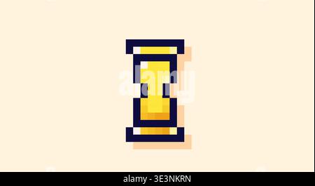 Pixel art yellow tiny hourglass. Stock Vector