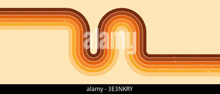 Banner with groovy rainbow stripe lines with 70s vibes. Stock Vector