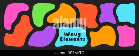 Colorful wavy organic simple elements. Stock Vector