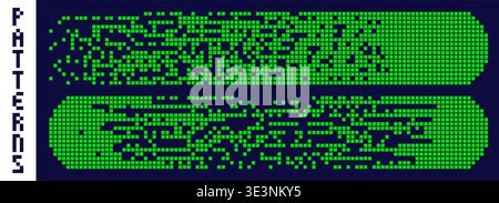 Pixel art green rectangular fade patterns. Stock Vector