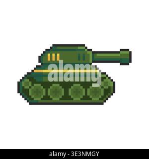 Pixel art Military Tank game asset design Stock Vector