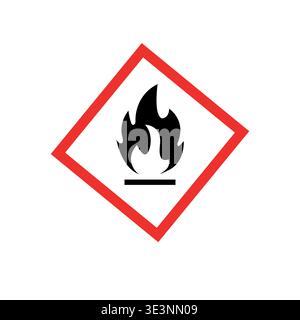 Flammable hazard icon. Flammable warning sign icon, hazard fire symbol vector design and illustration. Stock Vector