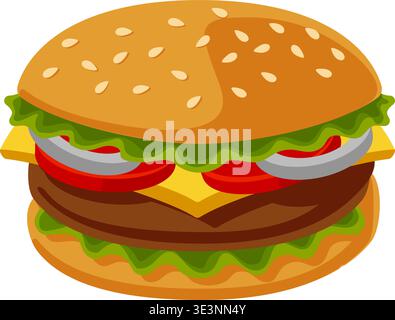 Cheeseburger Burger Food Illustration Design Stock Vector