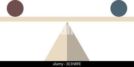 Abstract illustration of a minimal face composed of two colored eyes a central triangular nose and a thin horizontal line. Stock Vector