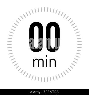 Zero minute timer. Starting point Vector. Clock face icon. Black number symbol. Manual vector only. No autotrace used. EPS 10. Stock Vector