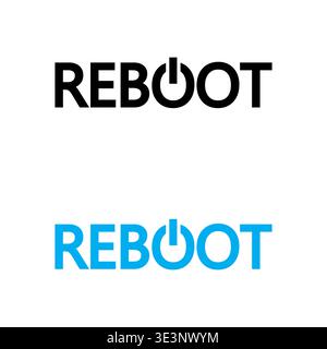 Reboot text set. Power button Vector. System restart emblem. Technology logo design. Manual vector only. No autotrace used. EPS 10. Stock Vector