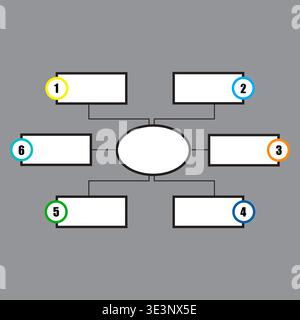 Infographic six Vector. Six 6 steps. Colorful diagram set. Business workflow template. Manual vector only. No autotrace used. EPS 10. Stock Vector