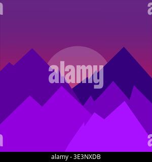 Magnificent mountainous scenery. Picturesque sunset Vector. Serene environment background. Mysterious atmospheric gradient. EPS 10. Stock Vector