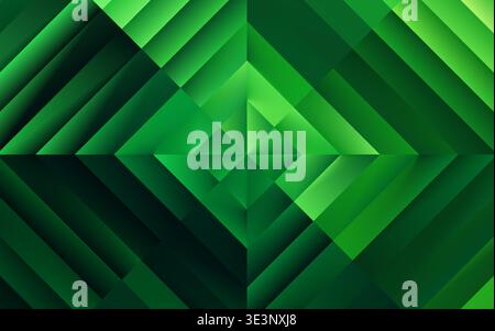 Abstract geometric green background. Layered diagonal panels Stock Vector